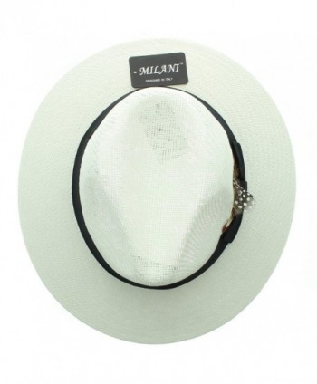 Milani FD 166FSM Panama Straw Fedora White in Men's Skullies & Beanies