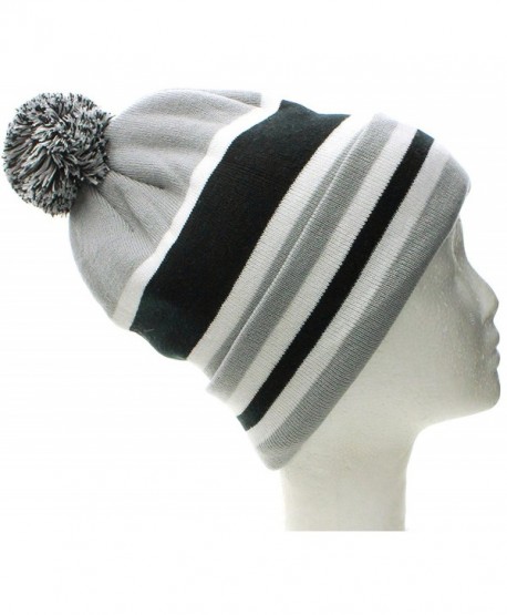 American Cities Boston Winter Beanie Cuff Knit Pom Pom Hat Cap - Fleece Inside - W/Out Letters Gray Black - CY11QK73WRH