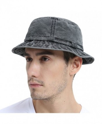 VOBOOM Bucket hat 100% Plain Weave Washed Cotton Packable Travel Retro Style - Black - CR185UDZODQ