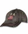 USA American Flag Distressed Vintage Patriotic Cap - Black - C21873UOWRY