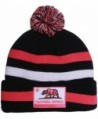 American Cities California Republic Cuff Beanie Knit Pom Pom Hat Cap - - Black Fuschia - CN11IW4JKJF