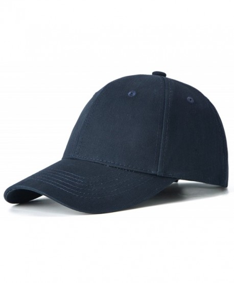 Edoneery Men Women 100% Cotton Adjustable Washed Twill Low Profile Plain Baseball Cap Hat - Navy - CC185GQNE3M