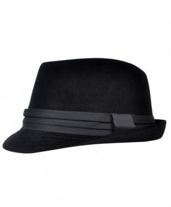 Men's All Season Fashion Wear Fedora Hat - Black - CM12BP1WTRL