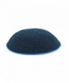 Knitted DMC Kippah Black with Royal Blue Border 16 Centimeters - CS12OD19ONP