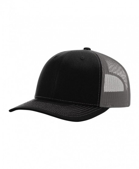 Richardson 112 Mesh Back Trucker Cap Snapback Hat - Black/Charcoal - CI12E6DPELD