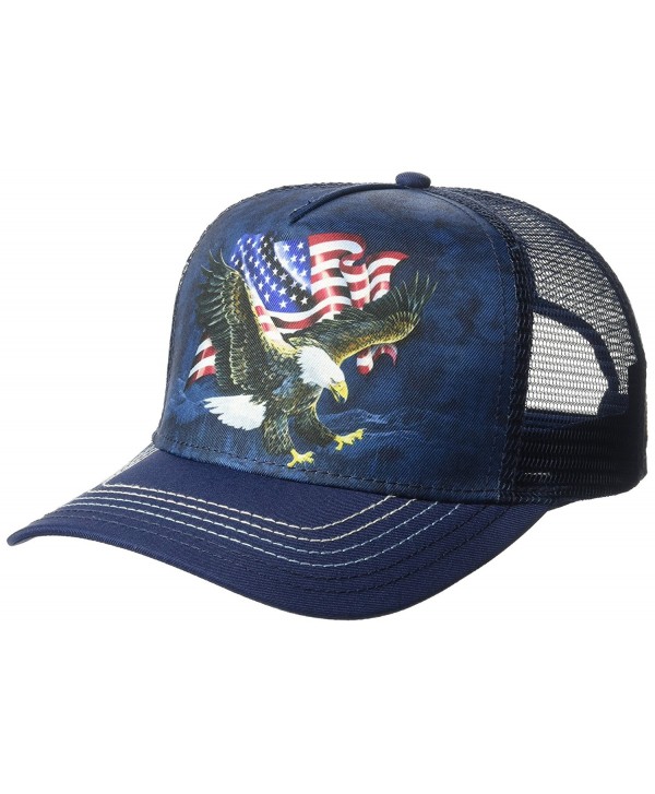 The Mountain Men's Patriotic Assorted Animals Flag Trucker Hat - Blue Eagle - CI184524KK6