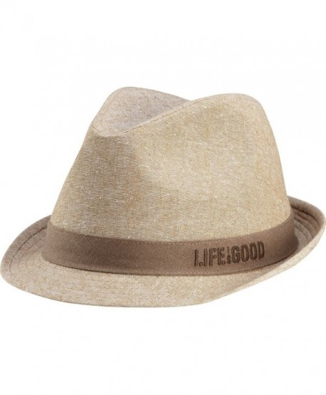 Life is good Men's Linen Fedora - Khaki - CX11IZJPI2P