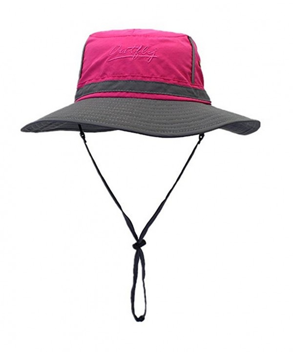 Lanzom Fashion Summer Outdoor Colorblock Sun Hats Boonie Bucket Fishing Hats - Rose Red - C612O2A81A8
