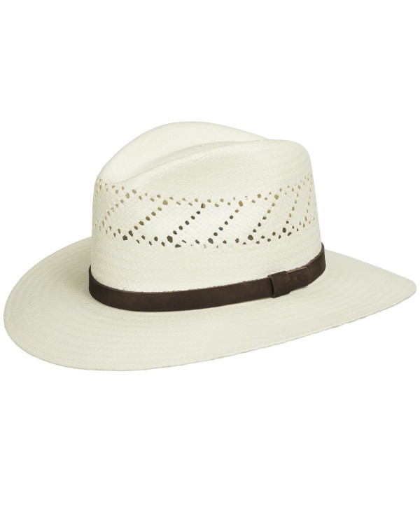 HAVANA Fedora Vented Panama Outback Straw Hat Ultrafino - Natural - C411LIH98FJ