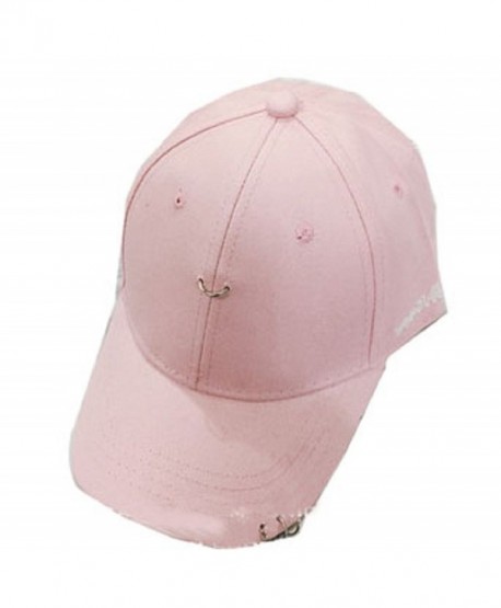 YABINA Unisex Silver Ring Piercing Rock Cotton Baseball Hat Truckers - Pink - CD12JKZJJKT