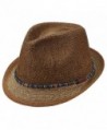 Santana Carlos by Carlos- Navajo Band Toyo Straw Pinch Front Tribal Fedora (SAN342) - Brown - CF12O5M5ZGW