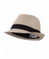 Pleated Hat Band Straw Fedora Hat - Tan W18S37F - C111E8U1PF9