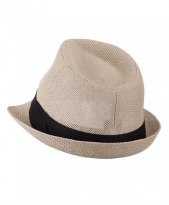 Pleated Hat Band Straw Fedora in Men's Fedoras