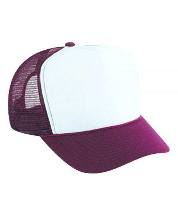 Polyester Foam Front Two Tone Color Five Panel High Crown Golf Style Mesh Back Caps - Maroon/white - CG11TOPFHQL