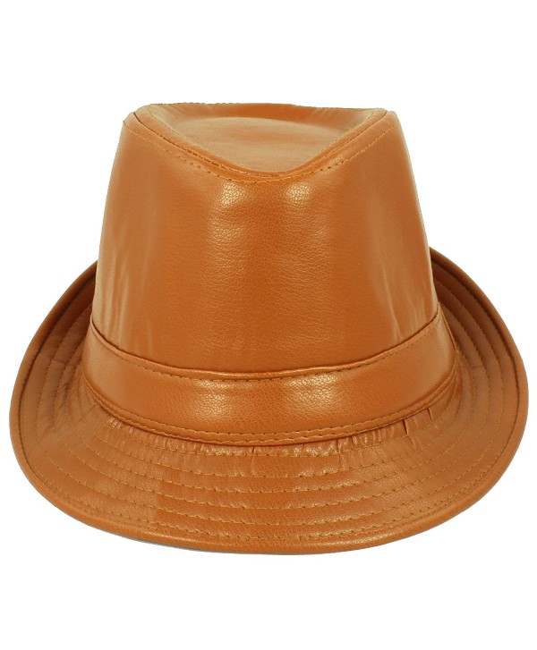 Faddism Men's Fashion Fedora Hat - Brown - CZ11EKBVDY9