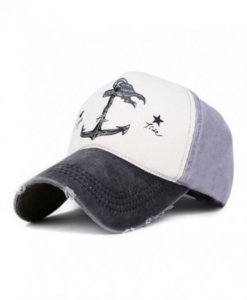 Superhappy Vintage Style the Pirate Ships Anchor Printing Multicolor Adjustable Baseball Cap - Black & Grey - CY121DJPCQF