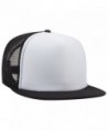 Otto Snap Round Flat Visor High Crown Mesh Back 5 Panel Trucker Snapback - Blk/Wht/Blk - CP12FN77T9B