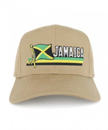 Jamaica Flag and Text Embroidered Cutout Iron on Patch Adjustable Baseball Cap - Khaki - C712N7DC6VN