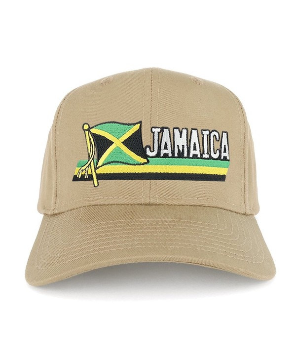 Jamaica Flag and Text Embroidered Cutout Iron on Patch Adjustable Baseball Cap - Khaki - C712N7DC6VN