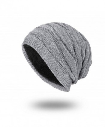 Vicetion Men's Knit Thicken and Fleece Lining Beanie Hat Winter Slouchy Warm Cap - Grey - CX188E82ZAR