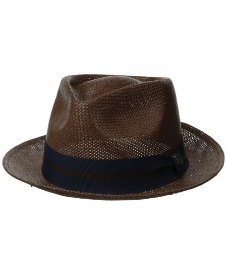 Brixton Men's Baxter Fedora Hat - Brown/Navy - CY11V9EKEEZ