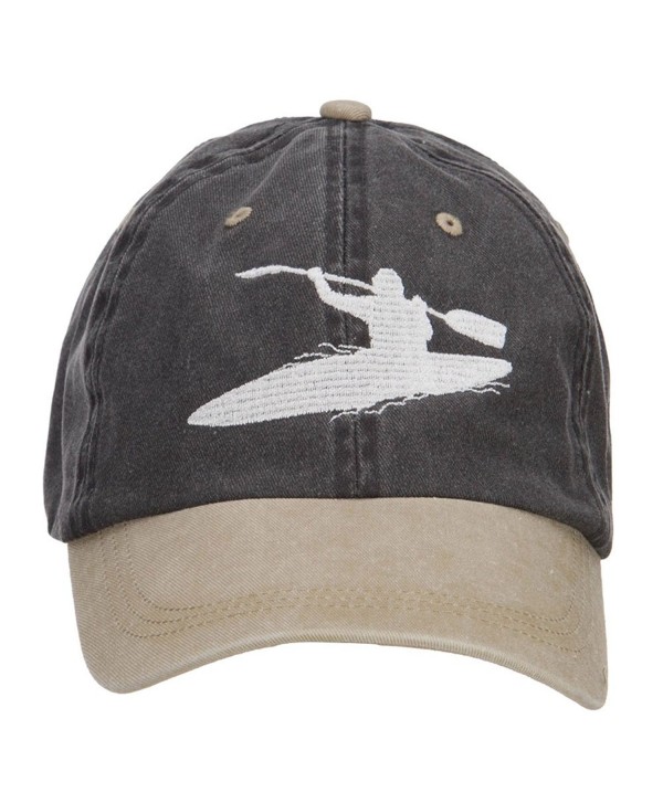 Kayak Embroidered Washed Two Tone Cap - Black Khaki - CD124YMKHG3