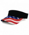 USA Flag Printed Bill Brushed Cotton Twill Sun Visor - Black - CB182GSYKEX