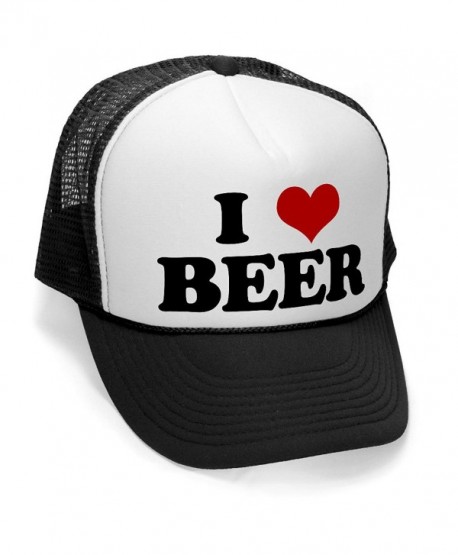 Megashirtz - I Heart Beer - Vintage Style Trucker Hat Retro Mesh Cap - Black - C211K7JN7SN