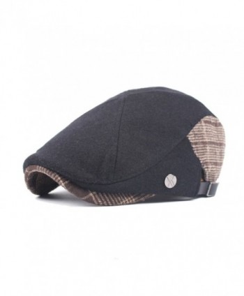 Soultopxin Men Black Retro Newsboy Beret Cotton Hat Cabbie Flat Cap - Black - CR187KD5KXK