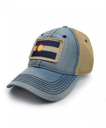 Colorado Flag Patch Trucker Hat- Americana Blue - C312O2GJLBV