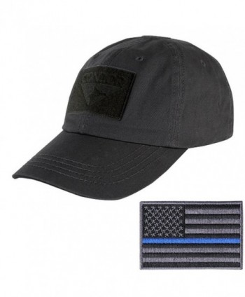 Condor Tactical Cap with Thin Blue Line Morale Patch Bundle - Black - C812MZHPRPB