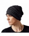 Kenmont Autumn Winter Men Warm 100% Cotton Outdoor Knitted Beanie Hat Skull Slouch Cap - Black Grey - C5121TOIKWH