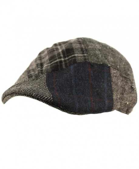 Men's Winter Fall 100% Wool 14 Patch Duckbill Ivy Driver Cabby Cap Hat - Gray - CO12N79EU3E