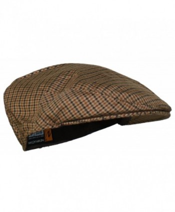 Ted and Jack - Street Easy Herringbone Driving Cap With Quilted Lining - Brown Check - C41875K6Q2L