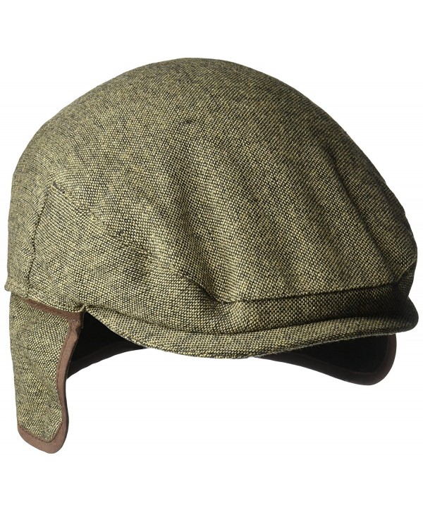 Country Gentleman Men's Ainsley Flat Ivy Cap with Ear Laps - Brown Tweed - CN127F3Q3UR