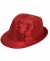 Smile YKK Personality Sequins Shiny Decoration Fedora hat Jazz hat Gentleman cap - Red - CT11A6QMSO5