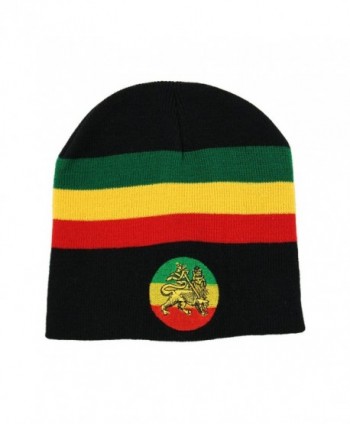 RW Rasta Lion Embroidered Beanie in Men's Skullies & Beanies