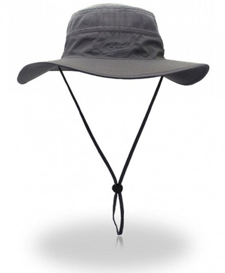 Outdoor Sun Protection Hat Wide Brim Bucket Hats UV Protection Boonie Hat 56-62cm - Dark Grey - C3182INWC50