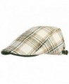 WITHMOONS Summer Flat Cap Linen Plaid Check Pattern IVY Hat LD3075 - Green - C7124HQAGB1