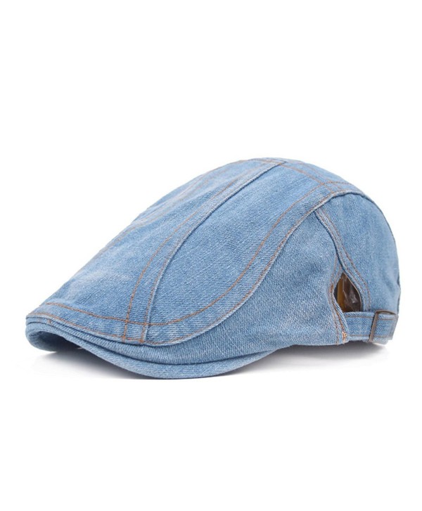 Unisex New Fashion Washed Cotton Denim Men Ivy Cap Irish Hats Truck Newsboy Caps - Light Blue 1 - CG186GD37RL