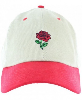 Rose Dad Hat Cap Rose Flower Hat Embroidered Adjustable Baseball Cap - Khaki.red.strapback - CZ12MAIT5SJ