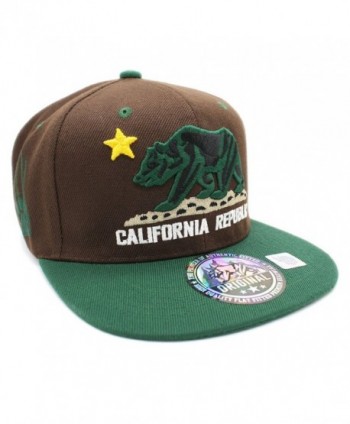 LAFSQ Embroidered California Republic With Bear Claw Scratch Snapback Cap - Brown/Yellow/Green - CE189793ONX