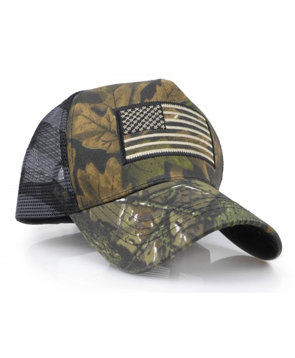 USA American Flag Embroidered Stars and Stripes Tactical Mesh Trucker Baseball Snapback Cap Hat - Realtree - CB187Y7L2DX