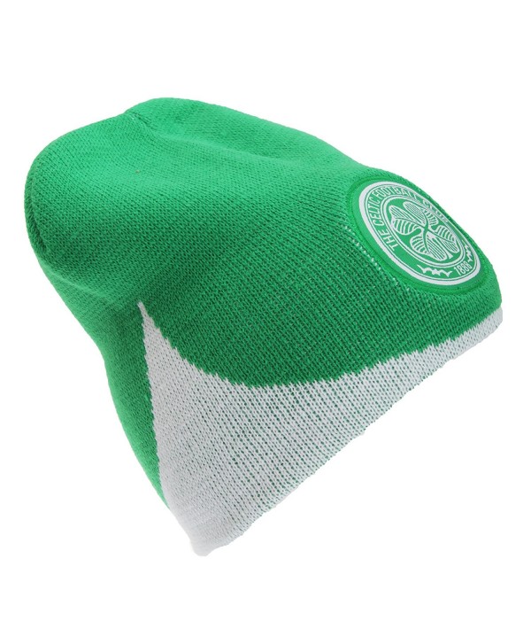 Celtic FC Official Wave Knitted Soccer/Football Crest Winter Beanie Hat - Green/white - CI123FTD4XJ