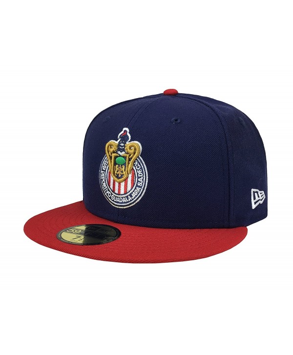 New Era 59Fifty Hat Chivas De Guadalajara Liga MX Soccer Navy Blue/Red Cap - C812NBUDPCU