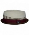 Upturn Diamond Crown Pork Pie Paper Straw Fedora Medium Burgundy Natural - CE11H9T54ZN