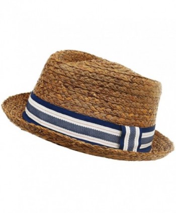 Broner Raffia Straw Diamond Crown Fedora Low Profile Golf Hat Summer Beach - C312DSL4ENX