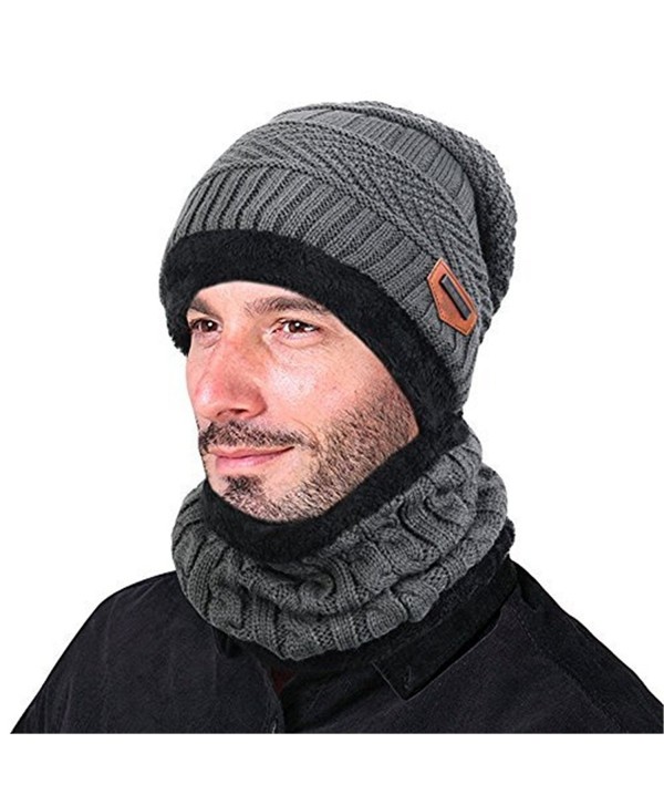 Azornic Warm Knitted Beanie Hat and Circle Scarf Skiing Hat Outdoor Sports Hat Sets - Grey - CN1889U29GW
