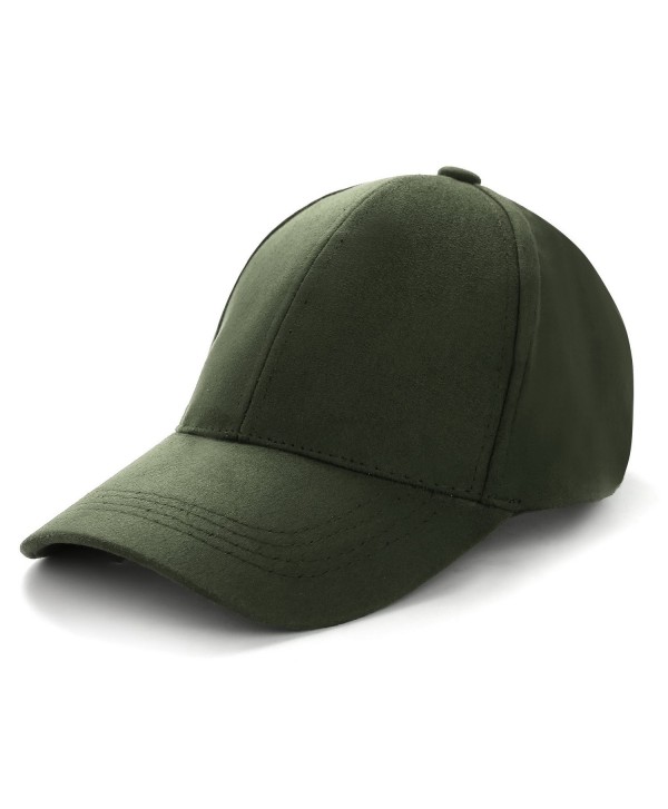 ZOMOY Baseball Hat Unisex Faux Suede Cotton Adjustable Plain Cap Polo Style - Army Green - C41859H3K4K