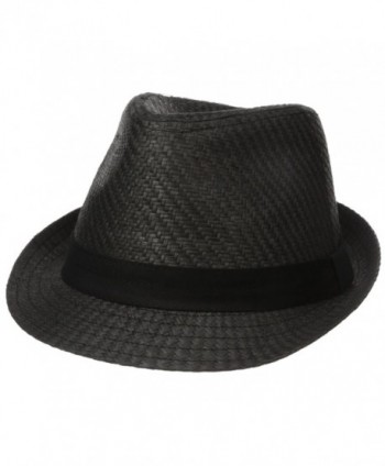 Levi's Men's Straw Fedora With Twill Band - Black - CC12N3BZ2TV